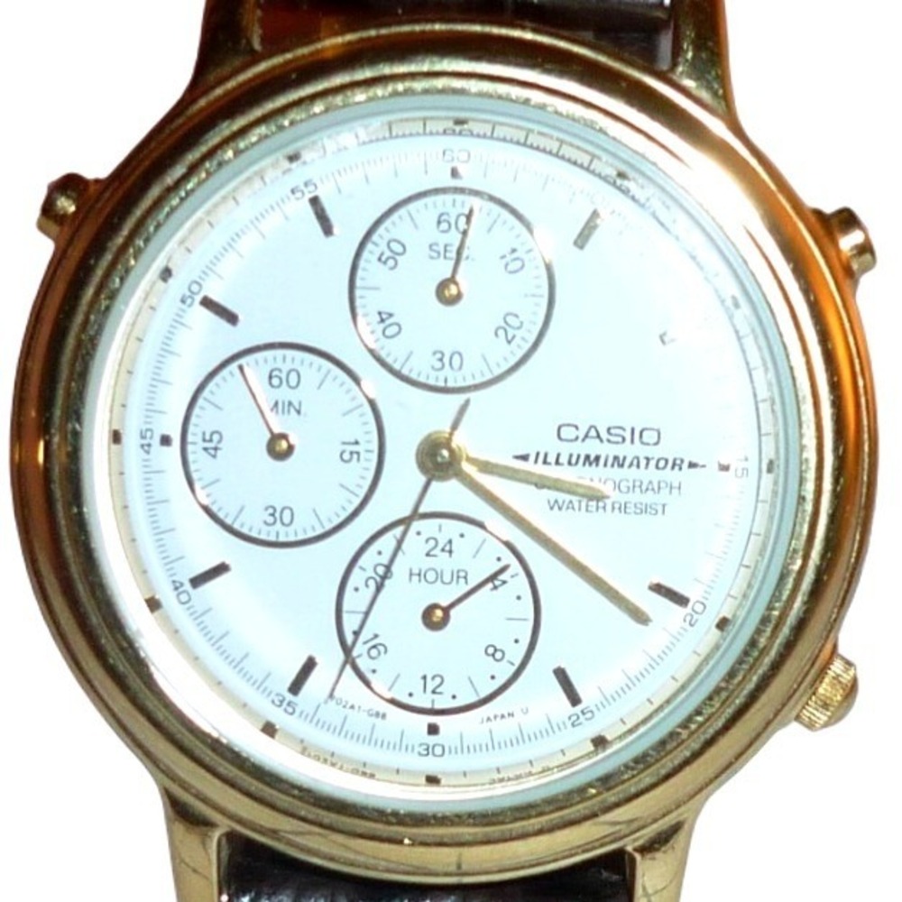 RARE Vintage Casio‎ MQB-100 Chronograph Watch 1323 Japan Gold Tone Clean - FS
